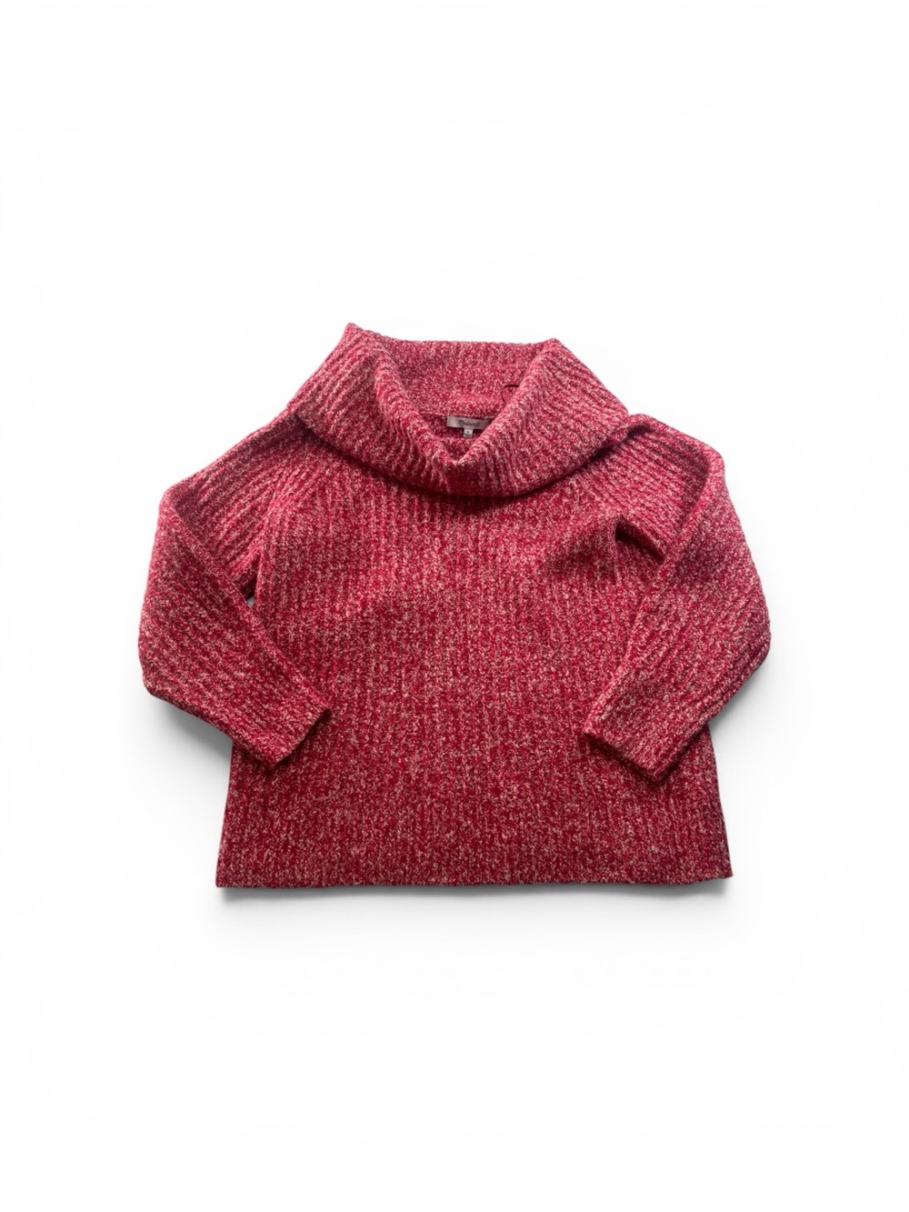 Madewell Marled Red Chunky Cowl Neck Sweater Women’s Size Small Wool Blend Top